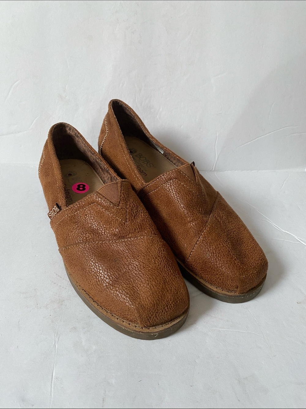 BOBS from Skechers Women's Gypsy Chestnut Brown Leather-look Slip-On Loafers